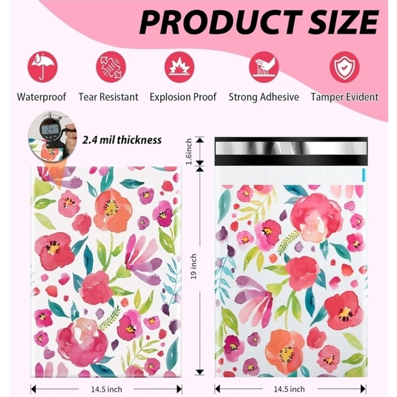 ๐น๏ธ๐ Poly Mailers Large floral  14.5 x 19 bundle โจ๏ธ๐ธ - Picture 2 of 9